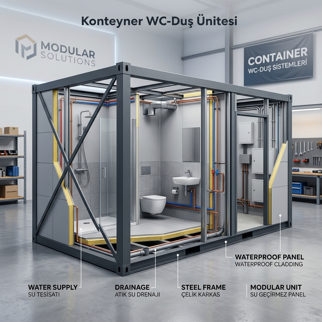 Wc-Duş Konteyner İskeleti ve Tesisat Paketi Adana